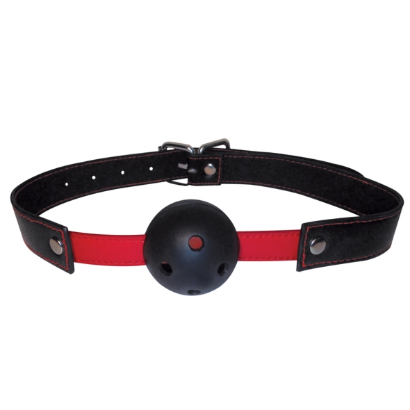 S&M - Kulkowy Knebel Do Ust Z Czarno-Czerwonym Paskiem