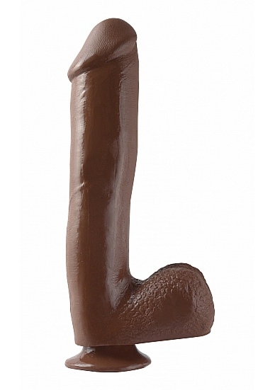 Dildo realistyczne z przyssawką - PIPEDREAM Basix Rubber Works 10" Dong with Suction Cup Brązowy