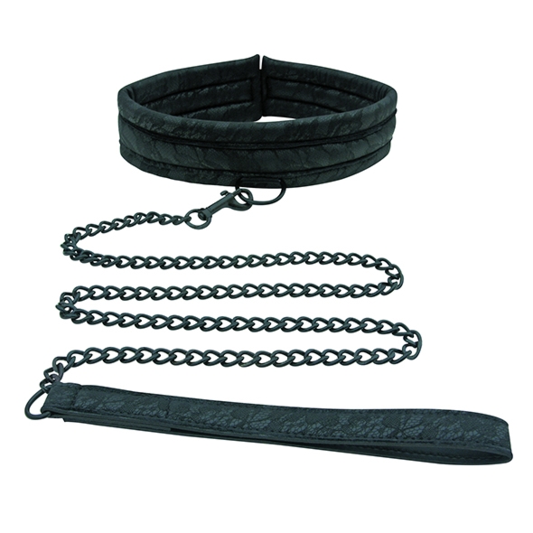 Obroża ze smyczką - Sportsheets Midnight Lace Collar and Leash