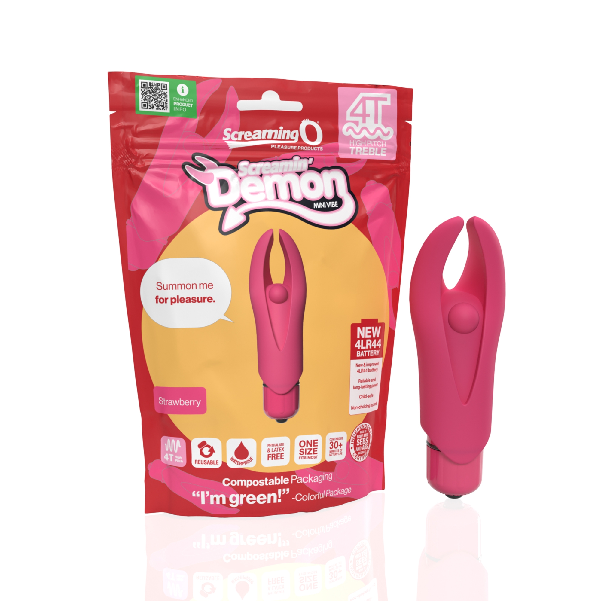 The Screaming O - Mini Wibrator Z Elastycznymi Rogami 4B DemonStrawberry
