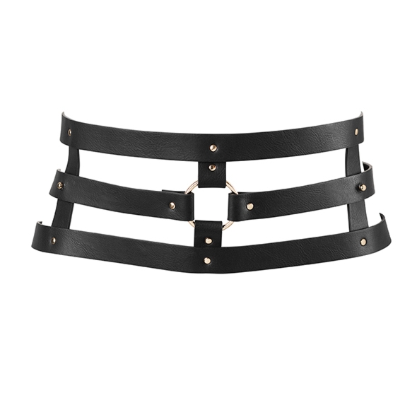 Pas skórzany - Bijoux Indiscrets Maze Wide Belt Czarny