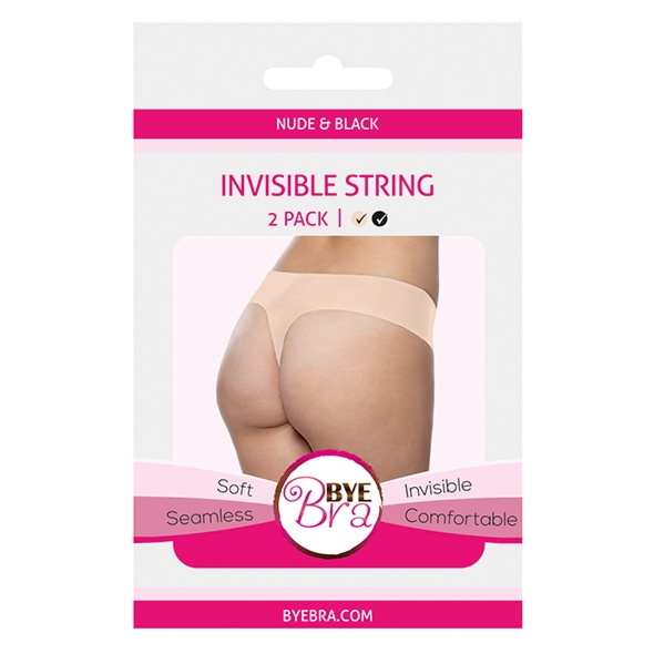 Niewidzialne majtki stringi dwupak - Bye Bra Invisible String Czarny i Beżowy XS