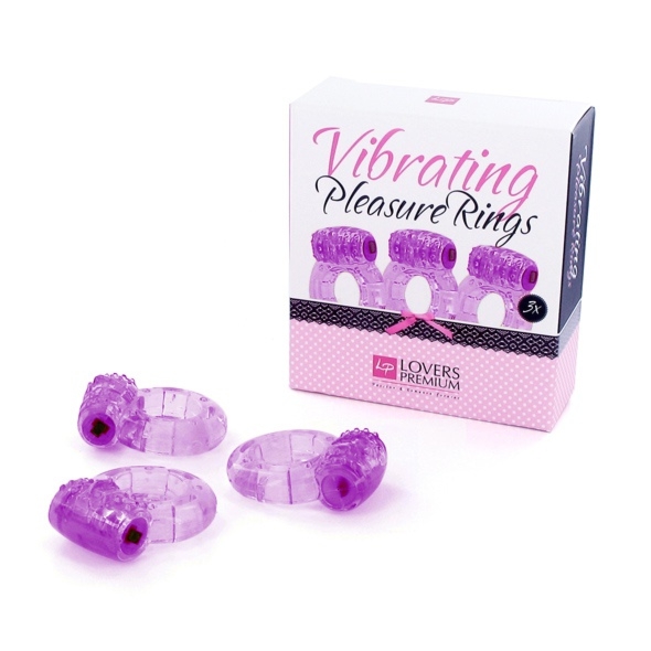 LoversPremium Pleasure Rings – Trzy pierścienie wibrujace na członka fioletowe