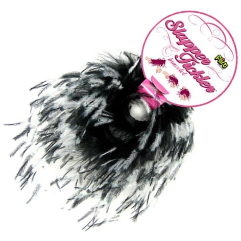 Sportsheets Tickler Bracelet – Bransoleta z piórek do pieszczot biało-czarna