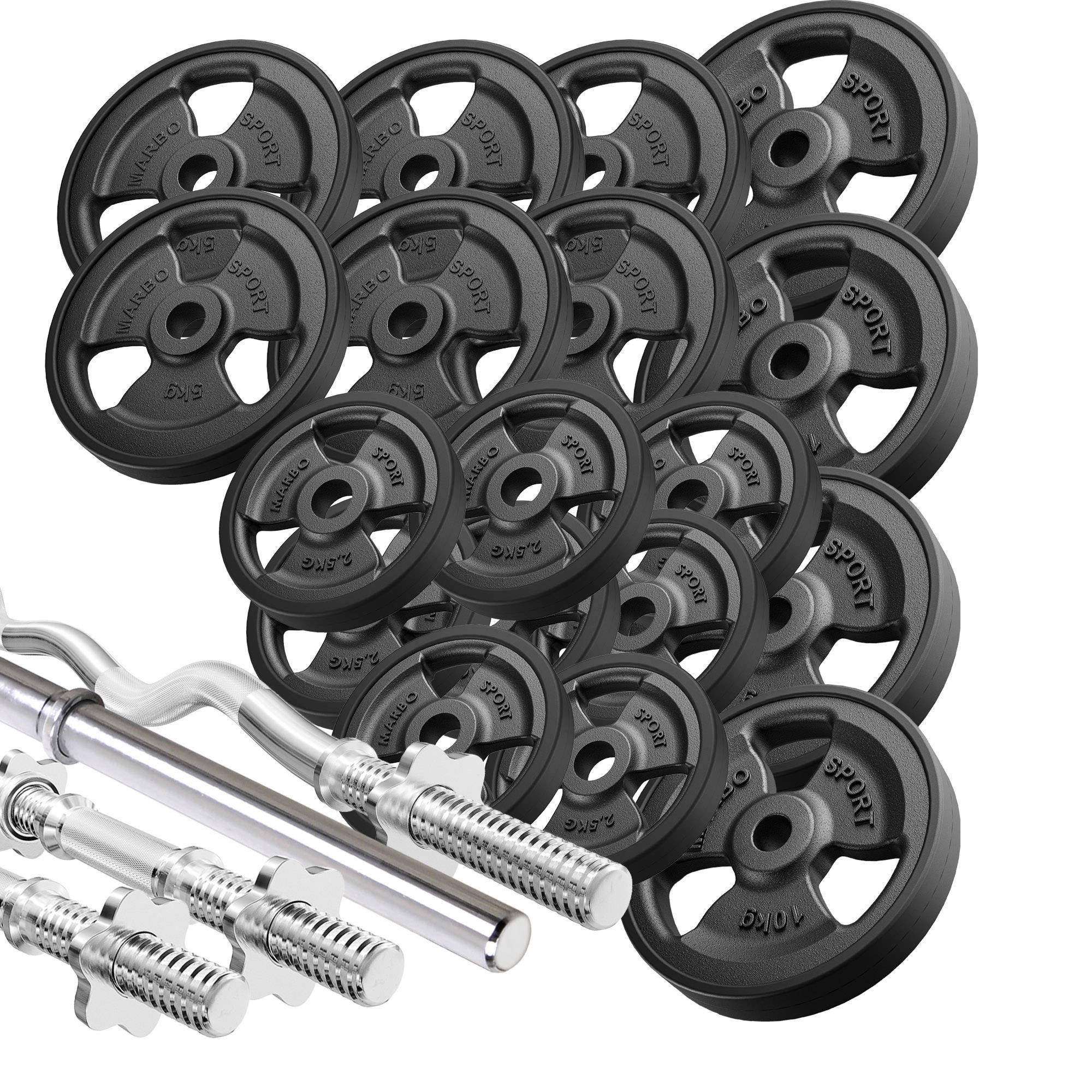 Zestaw gryf�w i obci��e� gumowanych 113 kg - Marbo Sport
