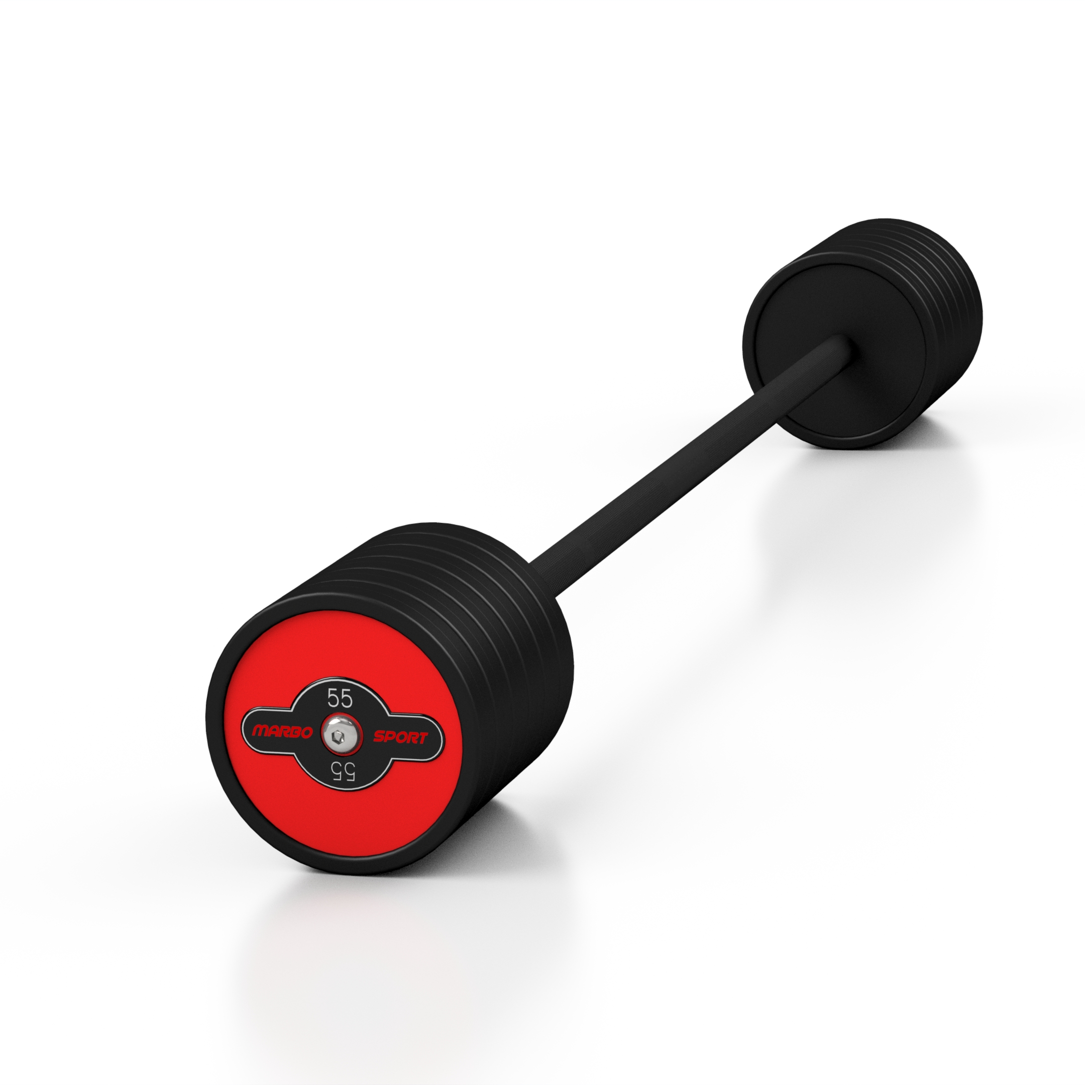 Sztanga gumowana prosta 55 kg czerwony po�ysk - Marbo Sport