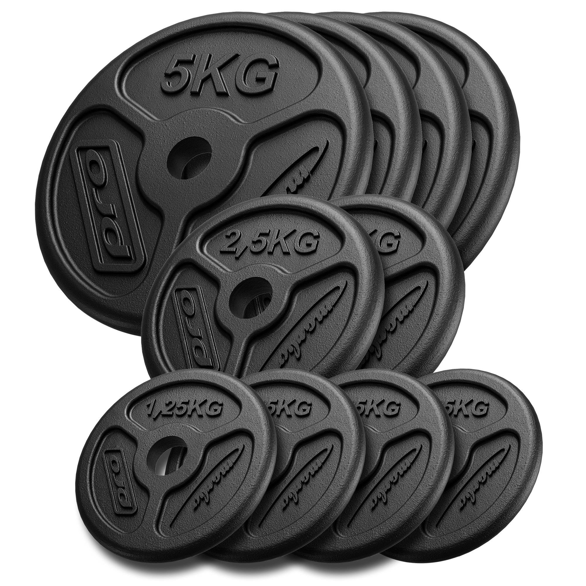 Zestaw obci��e� �eliwnych slim 30 kg / 4 x 1,25 kg, 2 x 2,5 kg, 4 x 5 kg - Marbo Sport