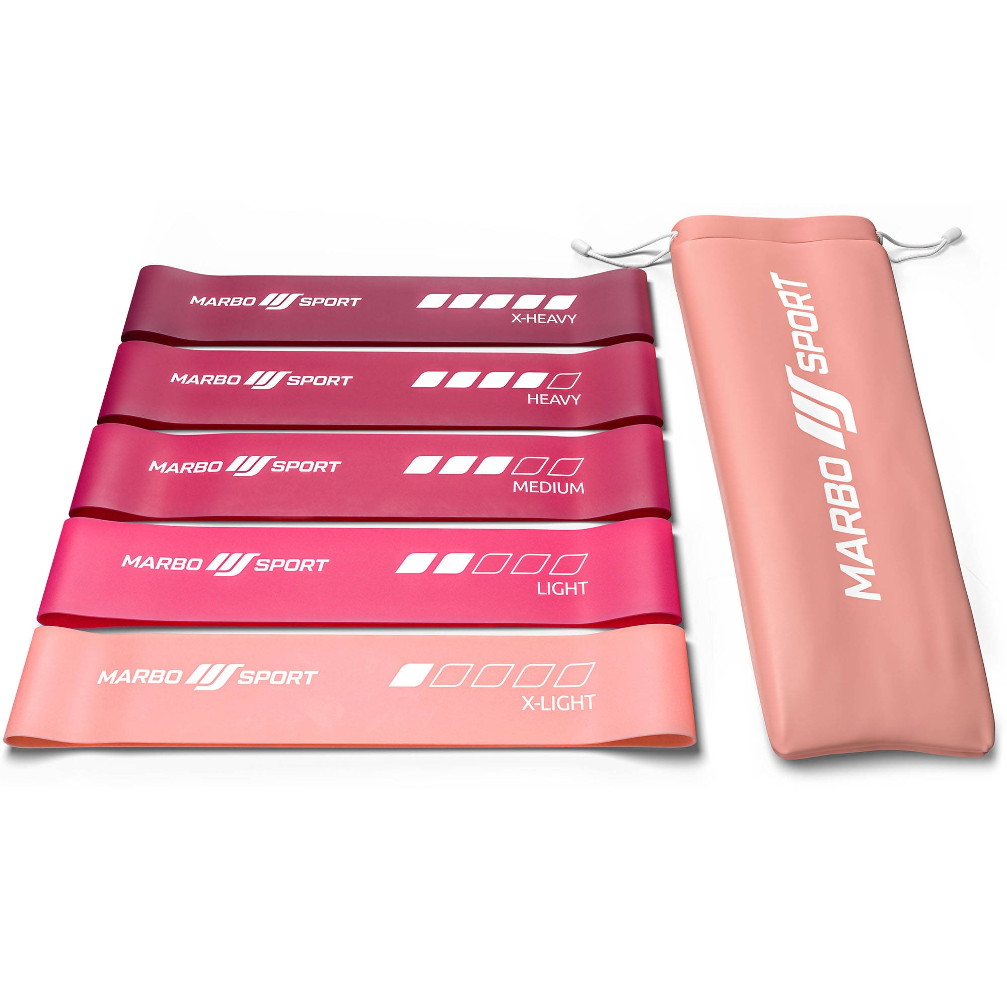 Zestaw 5 r�owych ta�m oporowych 600 x 50 mm - Marbo Sport