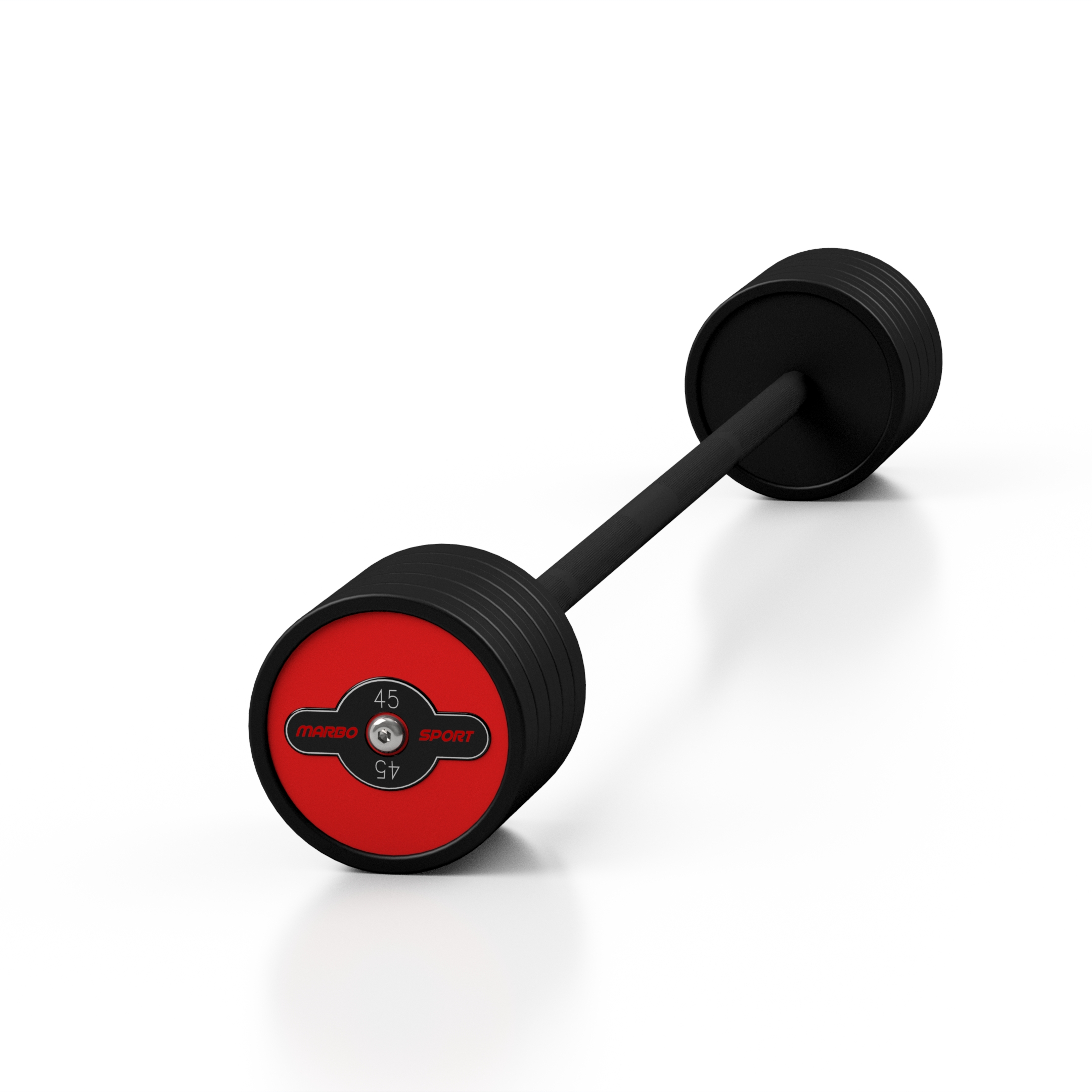 Sztanga gumowana prosta 45 kg czerwony po�ysk - Marbo Sport