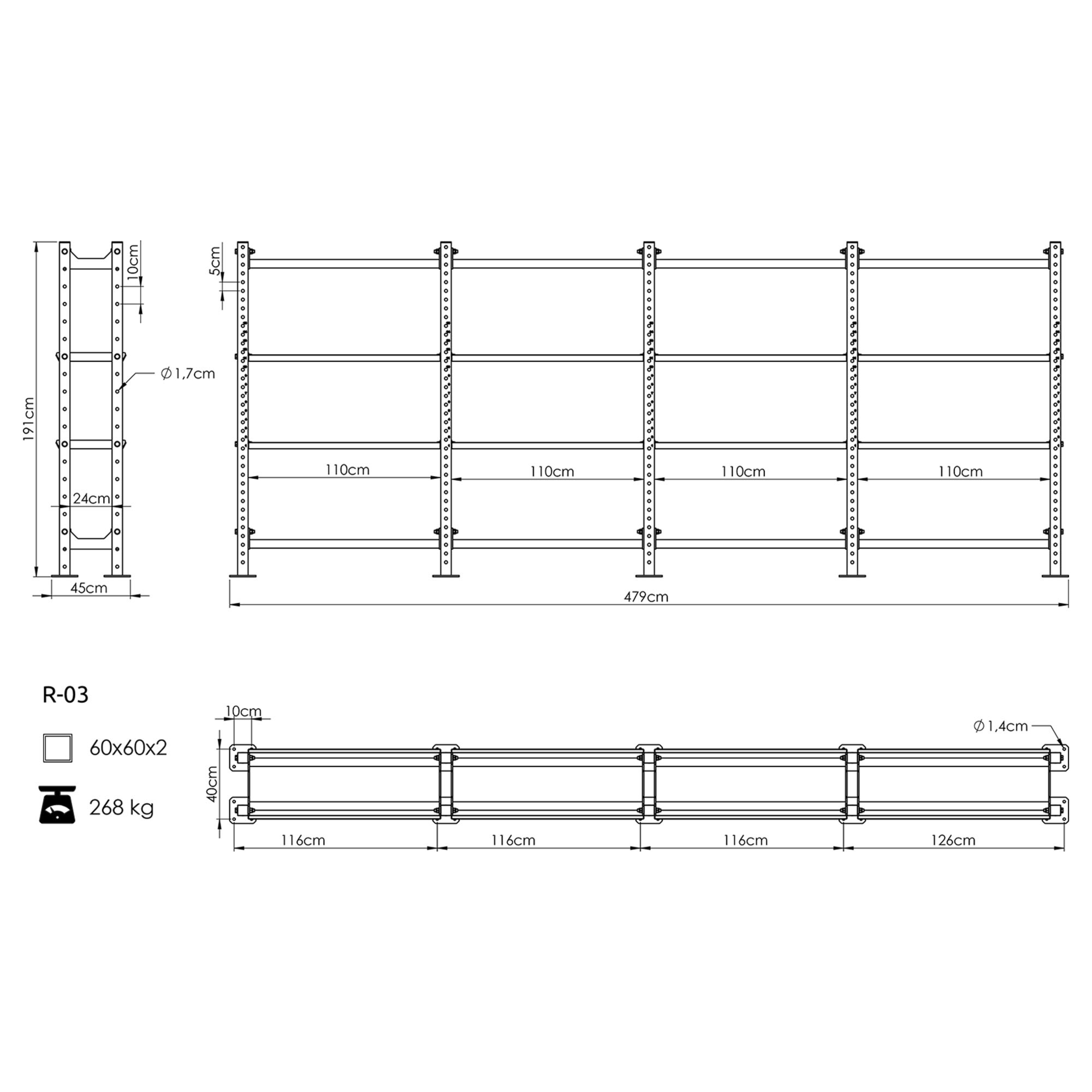 Rega� modu�owy na akcesoria treningowe COMPACT R-03 - UpForm