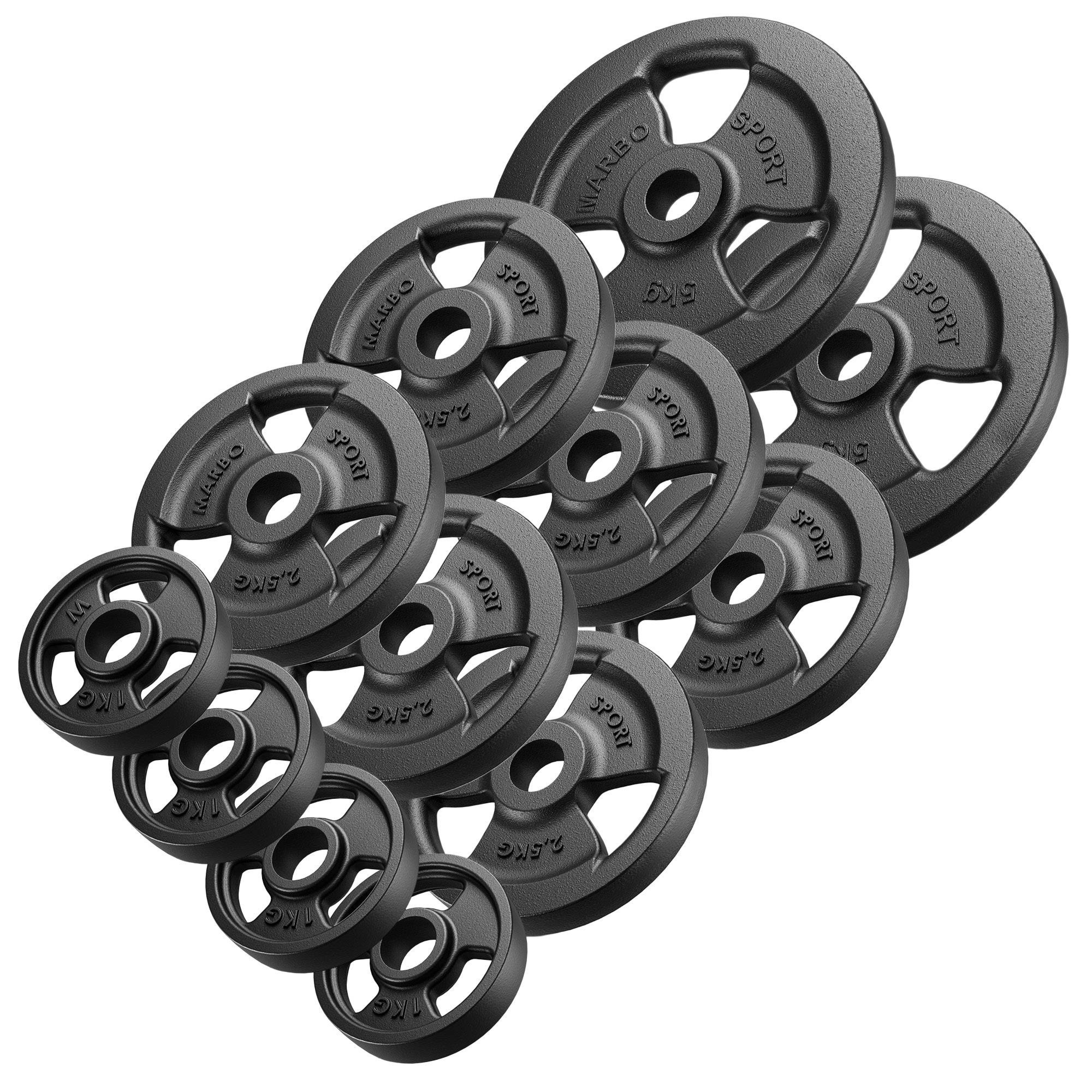 Zestaw obci��e� �eliwnych kierownica 29 kg / 2 x 5 kg + 6 x 2,5 kg + 4 x 1 kg - Marbo Sport