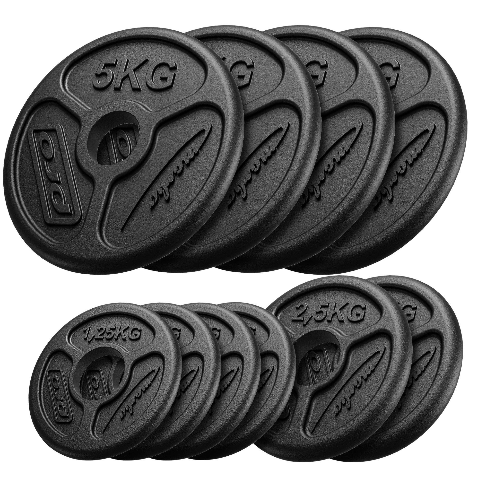 Zestaw obci��e� �eliwnych olimpijskich 30 kg / 4 x 5 kg + 2 x 2,5 kg + 4 x 1,25 kg - Marbo Sport