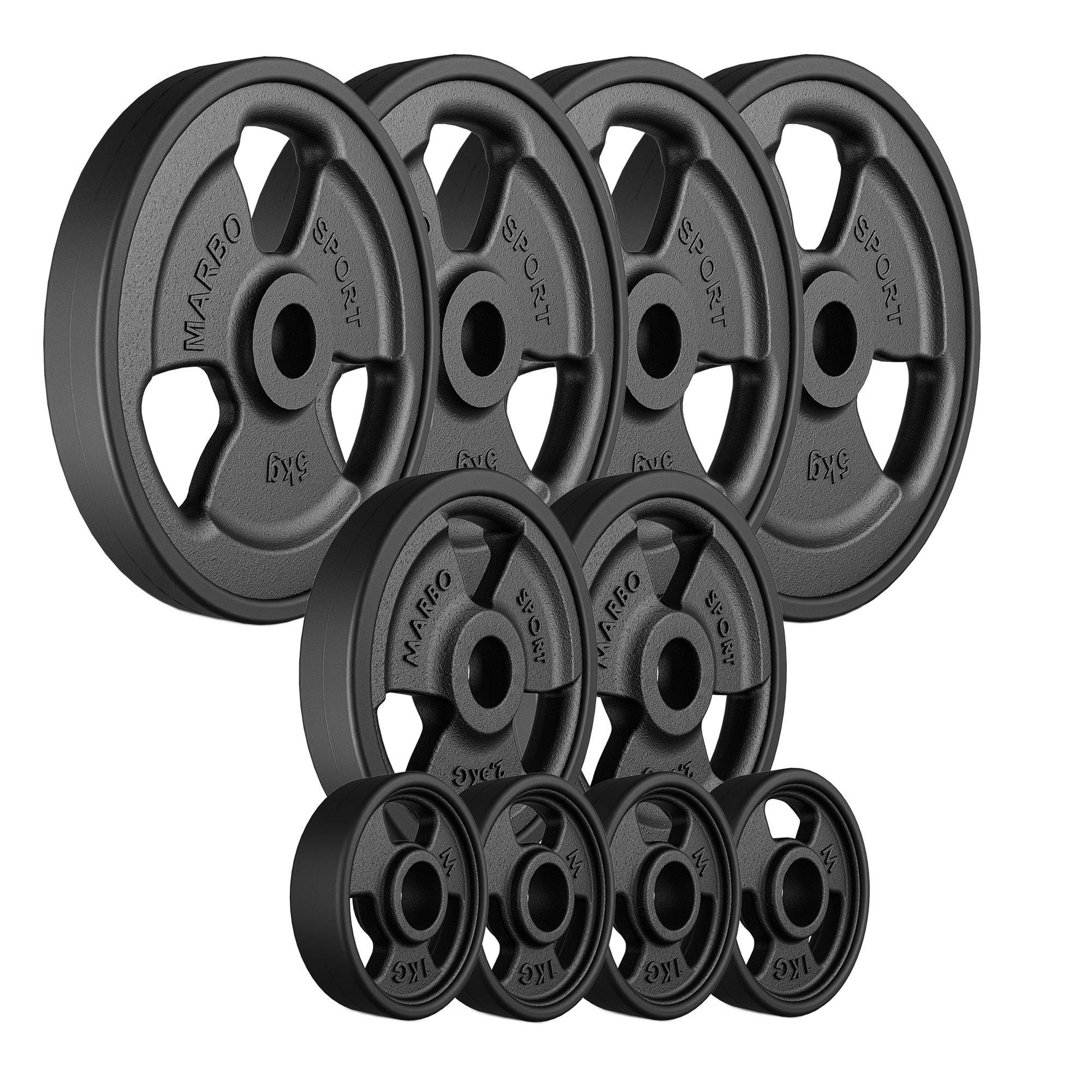 Zestaw obci��e� gumowanych 29 kg /4 x 5 kg + 2 x 2,5 kg + 4 x 1 kg - Marbo Sport