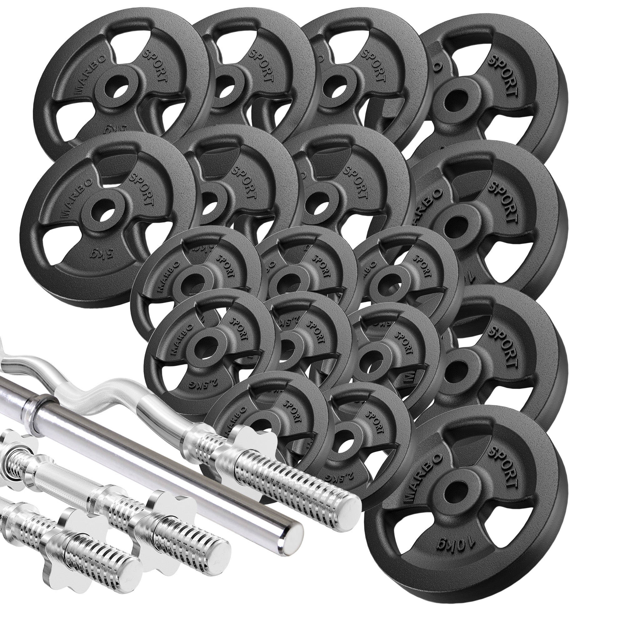 Zestaw gryf�w wzmocnionych i obci��e� 113 kg - Marbo Sport