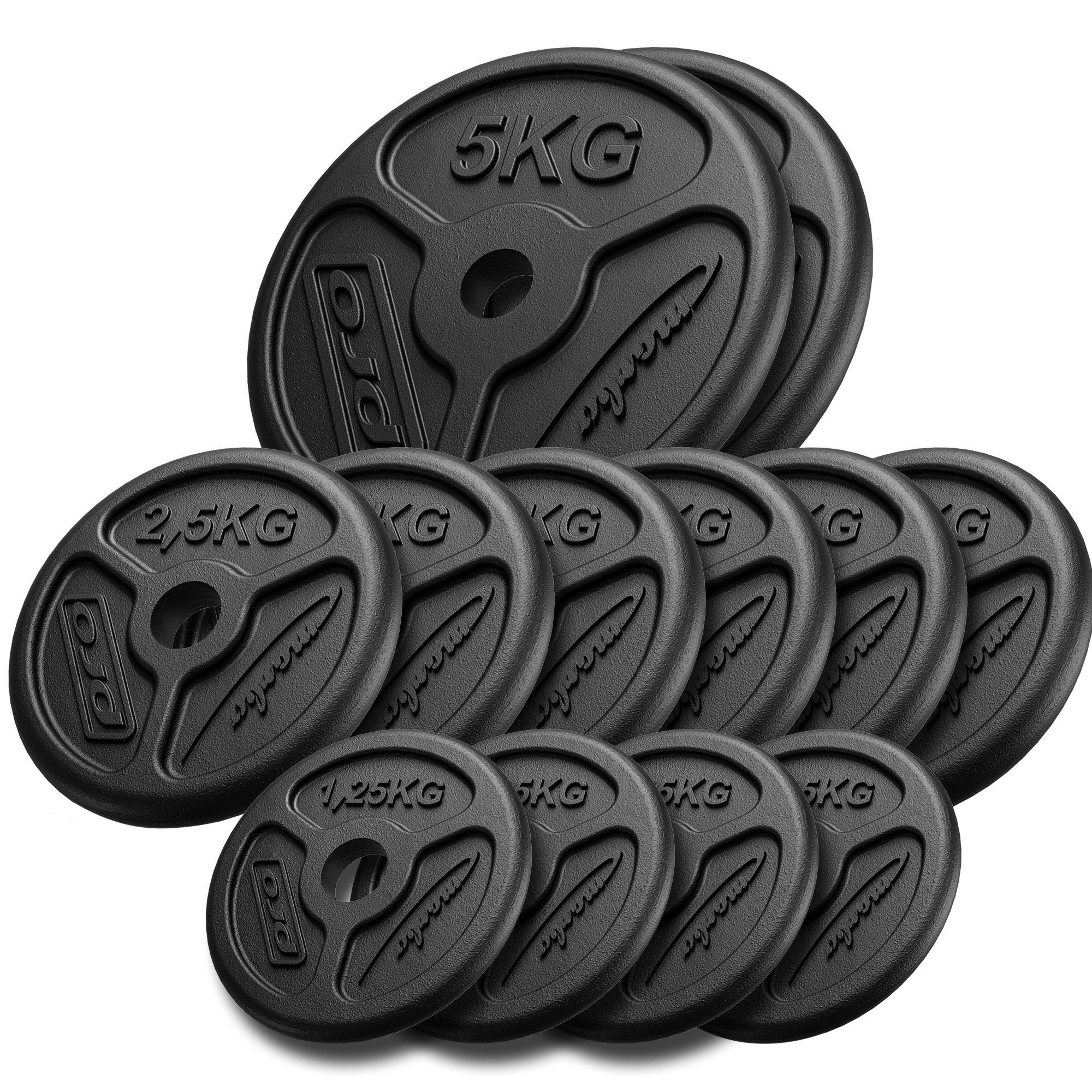 Zestaw obci��e� �eliwnych slim 30 kg / 4 x 1,25 kg, 6 x 2,5 kg, 2 x 5 kg - Marbo Sport