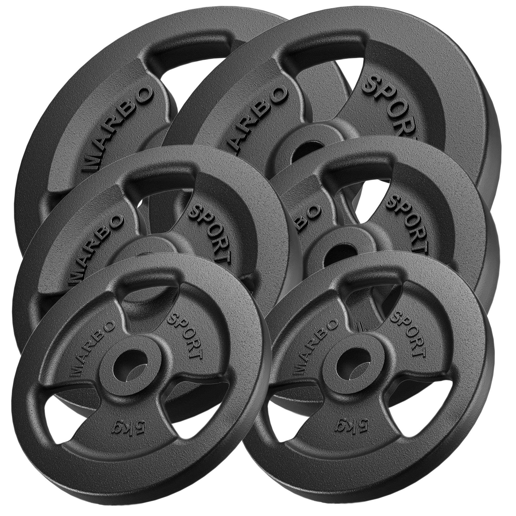 Zestaw obci��e� �eliwnych kierownica 60 kg / 2 x 15 kg + 2 x 10 kg + 2 x 5 kg - Marbo Sport
