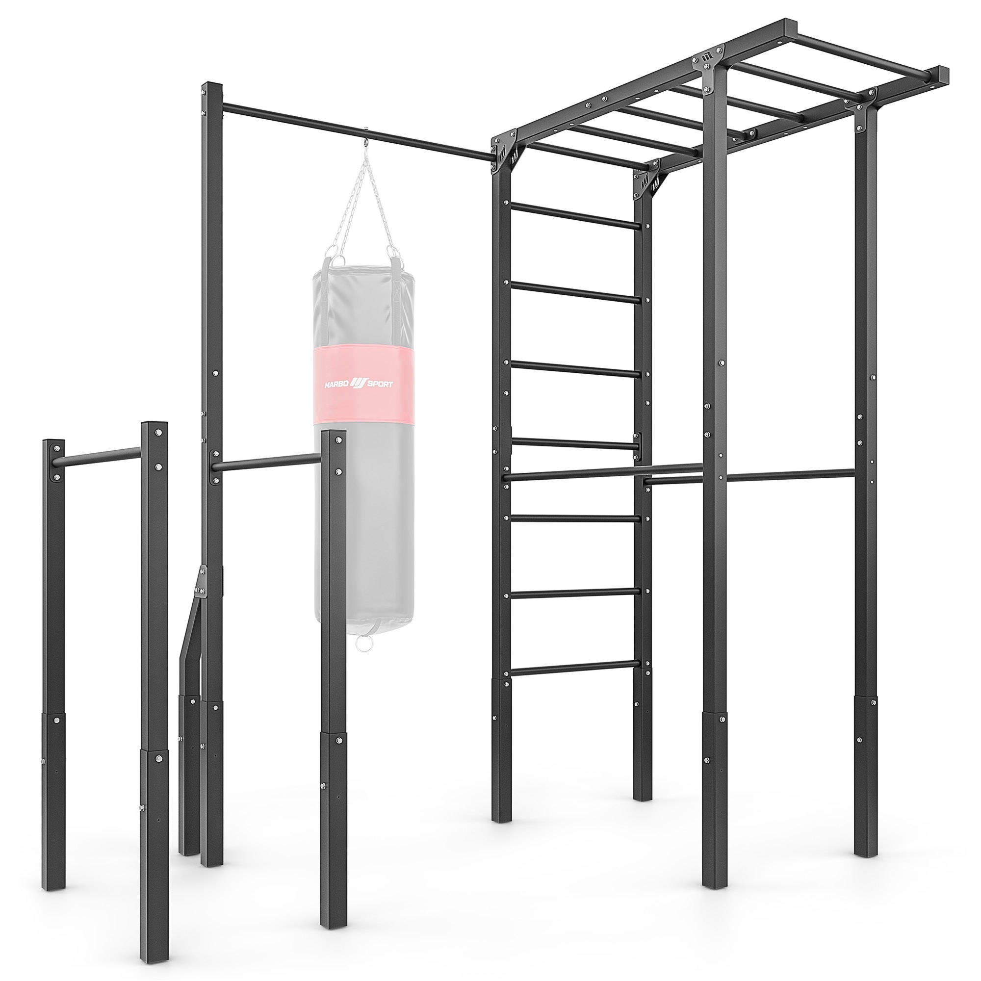 Drabinka zewn�trzna + dr��ek do podci�gania z uchwytem na worek + por�cze do dip�w (d�ugie) MO-Z5 - Marbo Sport