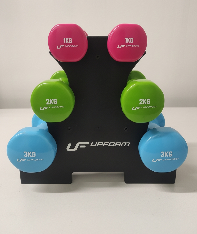 Zestaw hantli fitness winylowych 12 kg ze stojakiem - UpForm