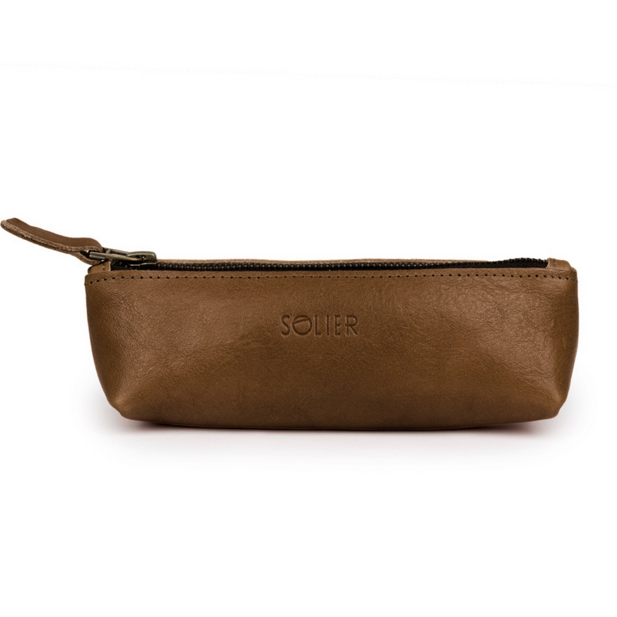 Image of Piórnik skórzany etui na pióro długopis Solier SA51 vintage brown genuine
