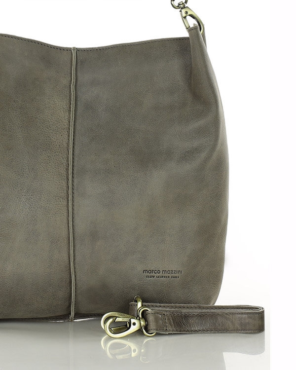 Image of Hobo bag skórzany MARCO MAZZINI taupe khaki vs87f