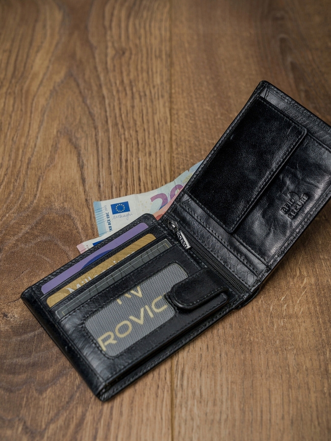 Image of Skórzany portfel męski Rovicky PC-103-BAR czarny