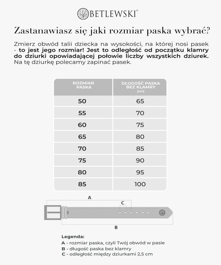 Image of Pasek dla dzieci BETLEWSKI DW25-0-D2 CZARNY 55
