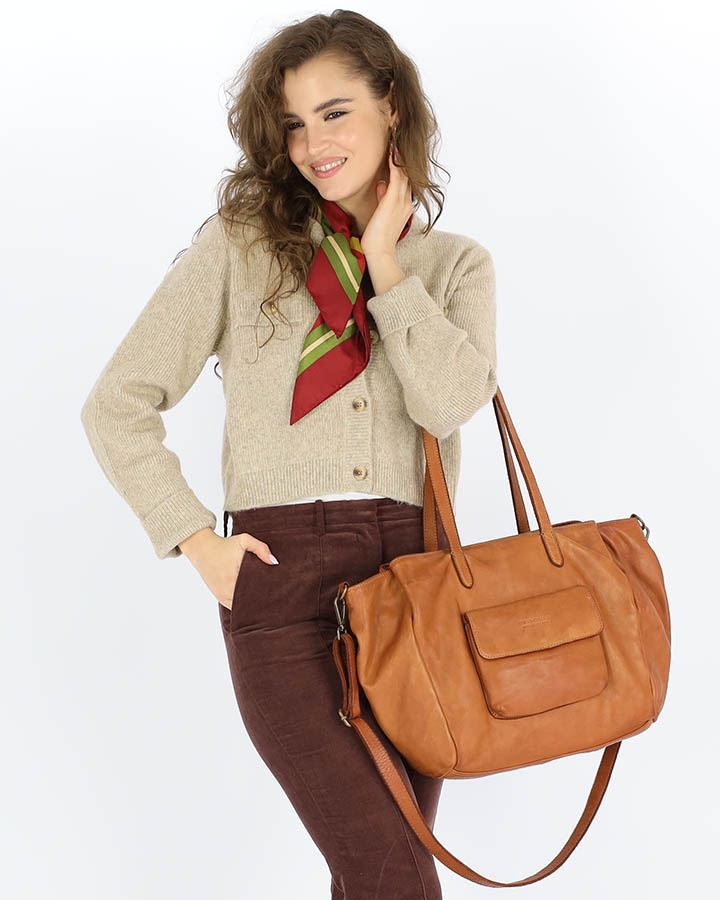 Image of Shopperka skórzana MARCO MAZZINI brąz camel v246a