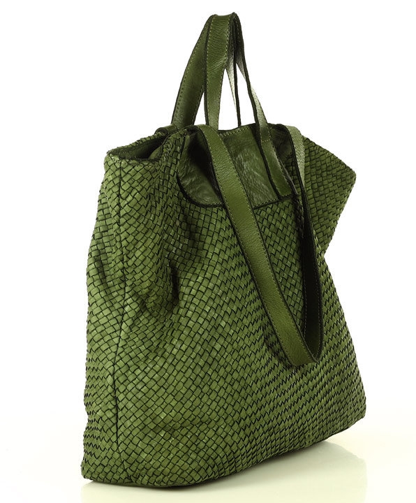 Image of Pleciony shopper MARCO MAZZINI zielony militare v186c