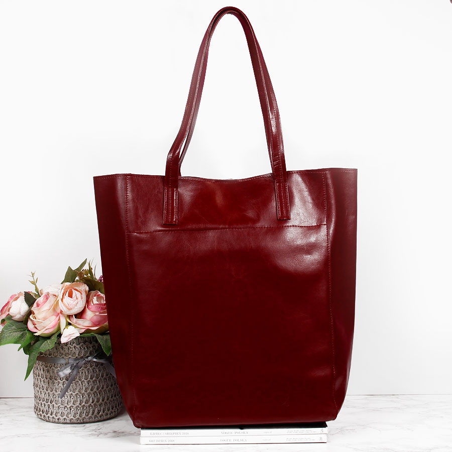 Image of Skórzana torebka damska shopper bag DAN-A T376 bordowa