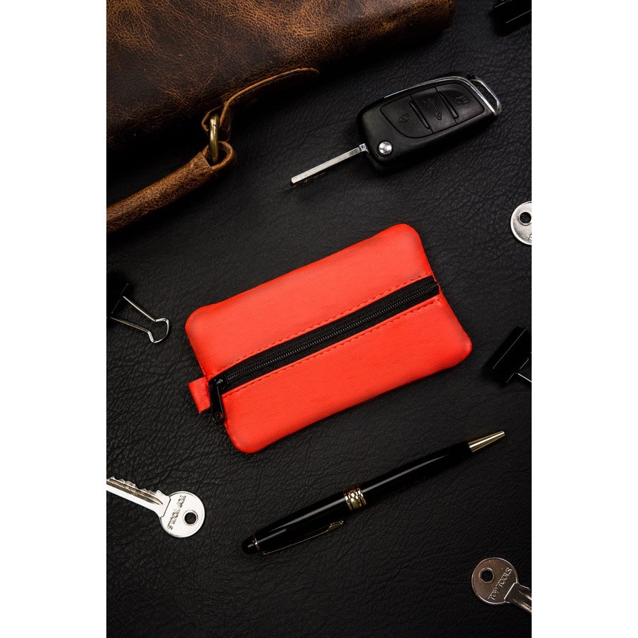 Image of Etui na klucze skórzane KC-02-PDM pomarańczowe
