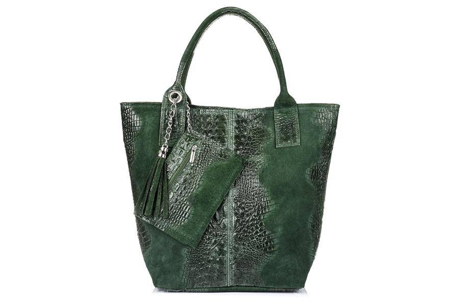 Image of Shopper bag skórzany c. zielony croco L94