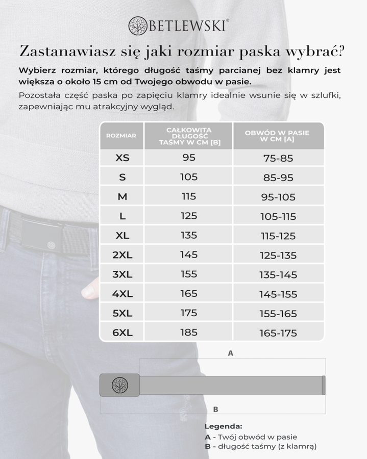 Image of Pasek parciany BETLEWSKI czarny CZ-1 3XL
