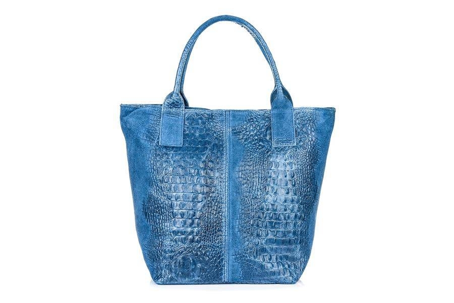 Image of Shopper bag skórzany niebieski croco L94