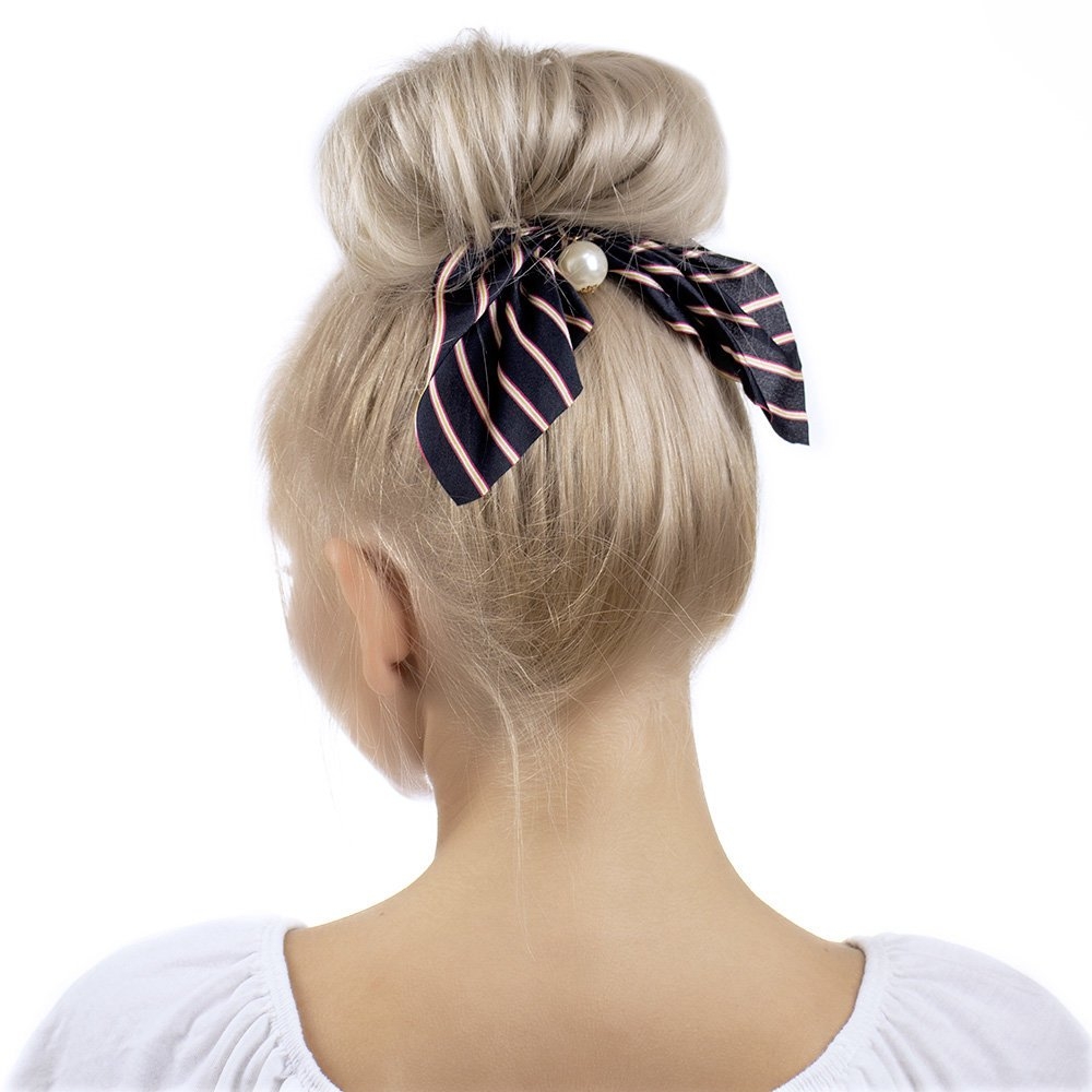 Image of GUMKA DO WŁOSÓW apaszka SCRUNCHIE paski CZARNA