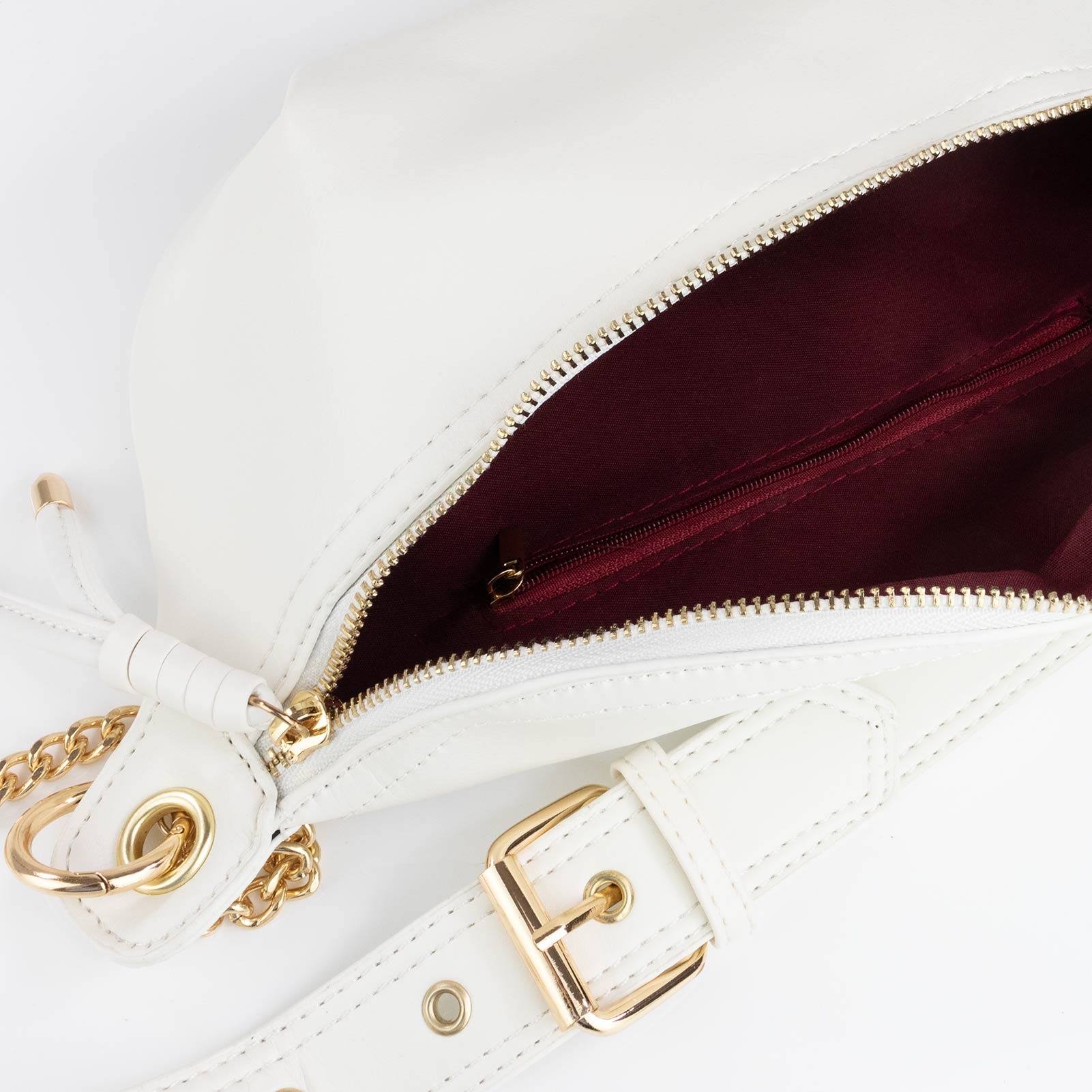 Image of NERKA SASZETKA TOREBKA damska na RAMIĘ POJEMNA CROSSBODY ZŁOTY ŁAŃCUCH