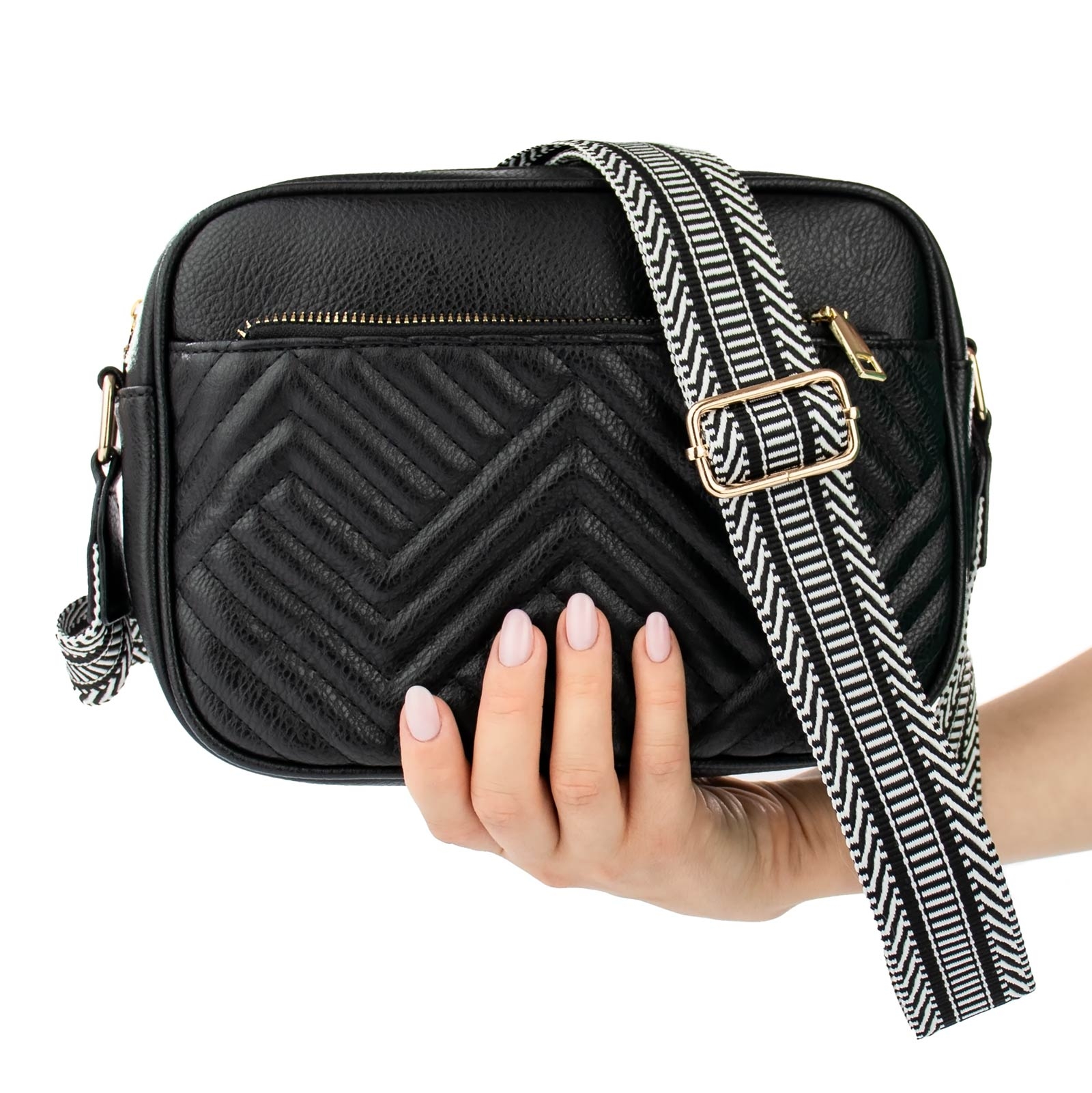 Image of Alessio TOREBKA Damska PIKOWANA CROSSBODY na ramię PASEK QUILTED