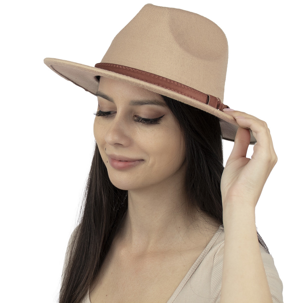 Image of KAPELUSZ PANAMA fedora elegancki damski filcowy