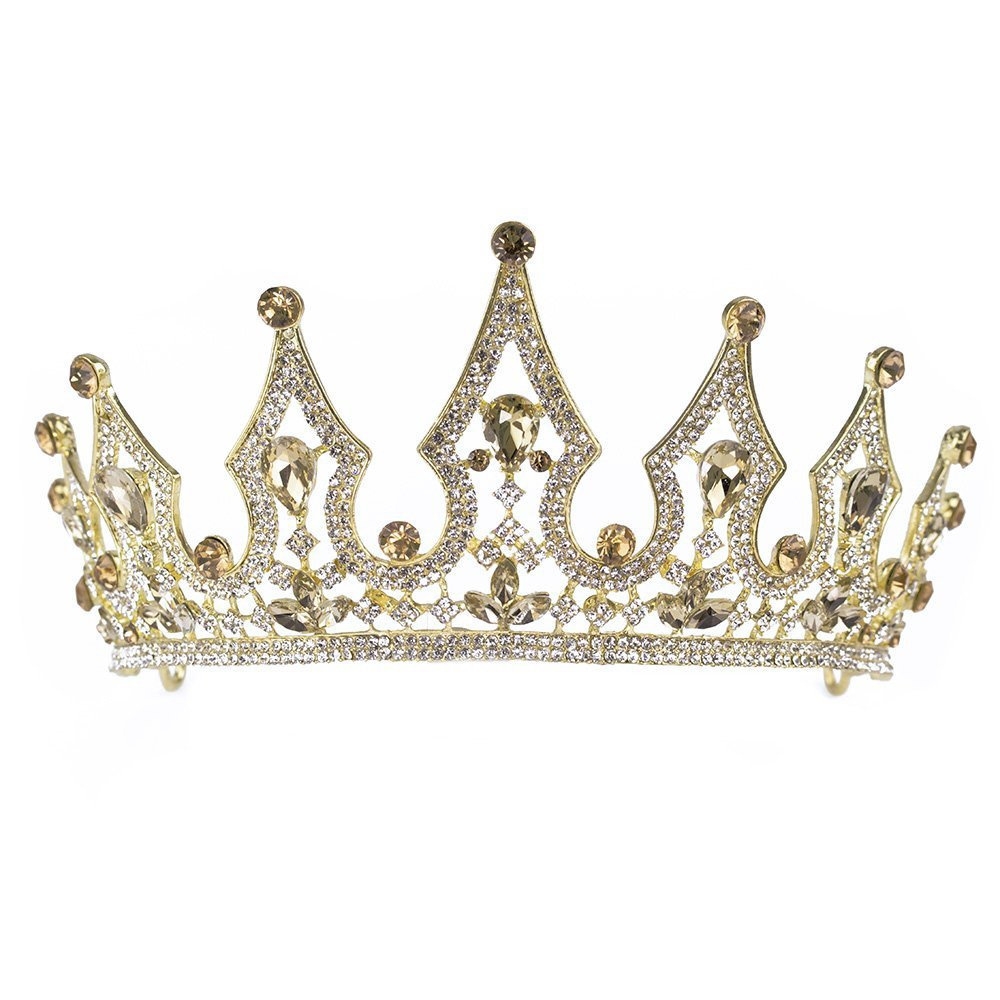 Image of KORONA diadem KRYSZTAŁY tiara ŚLUBNA złota ŚLUB