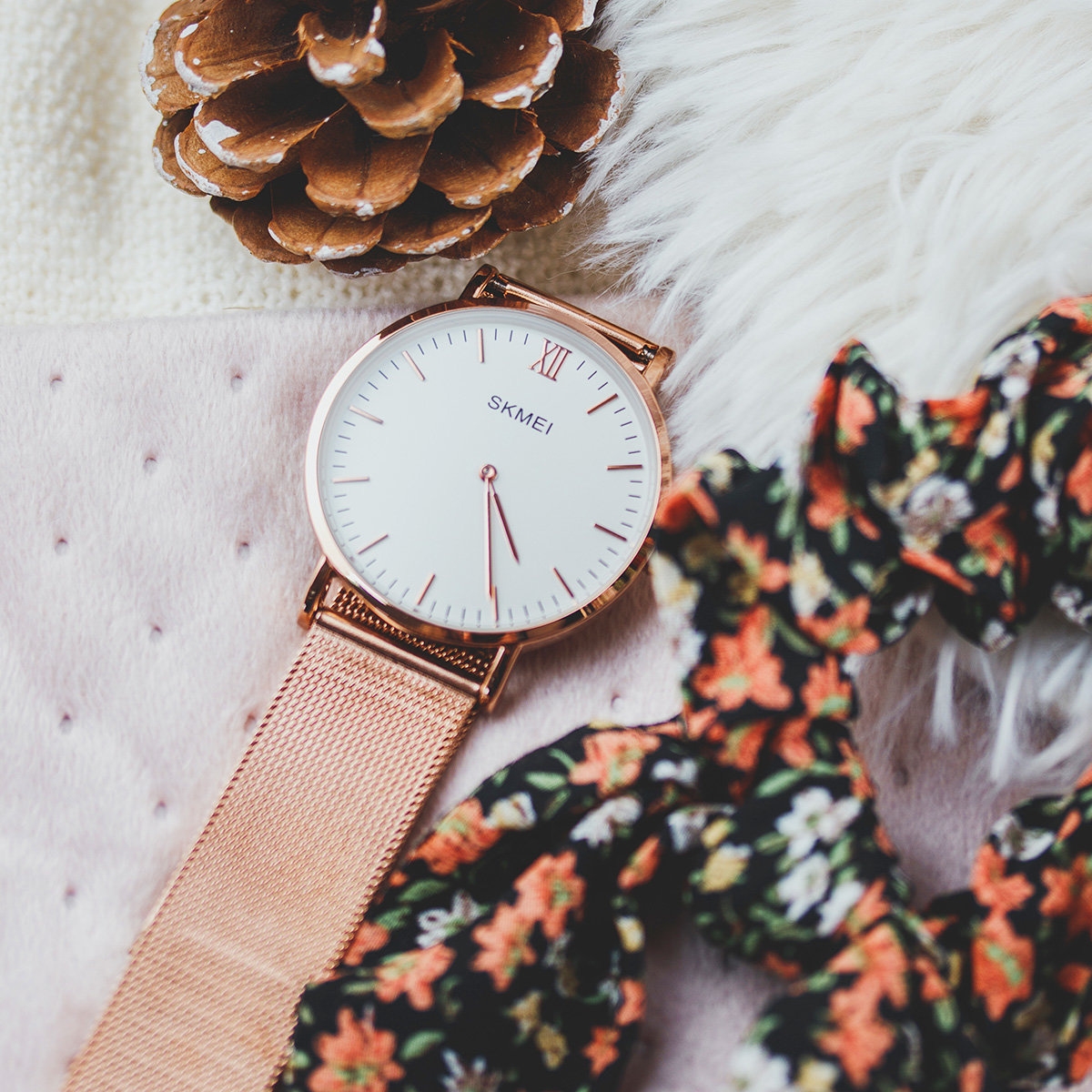 Image of Zegarek SKMEI 1181 bransoleta MESH rose gold