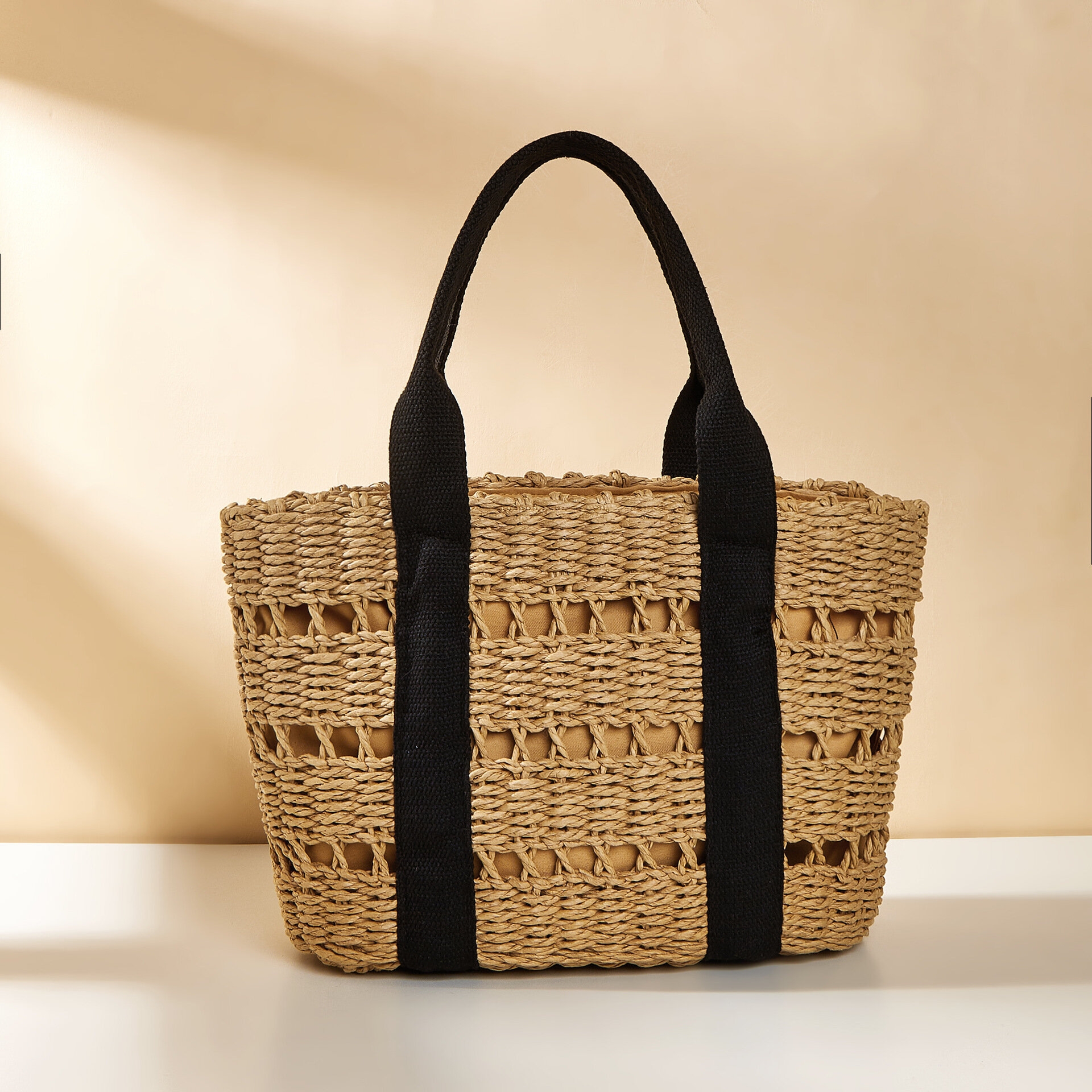 Image of TORBA damska DUŻA SŁOMIANA pleciona plażowa KOSZYK shopper na lato