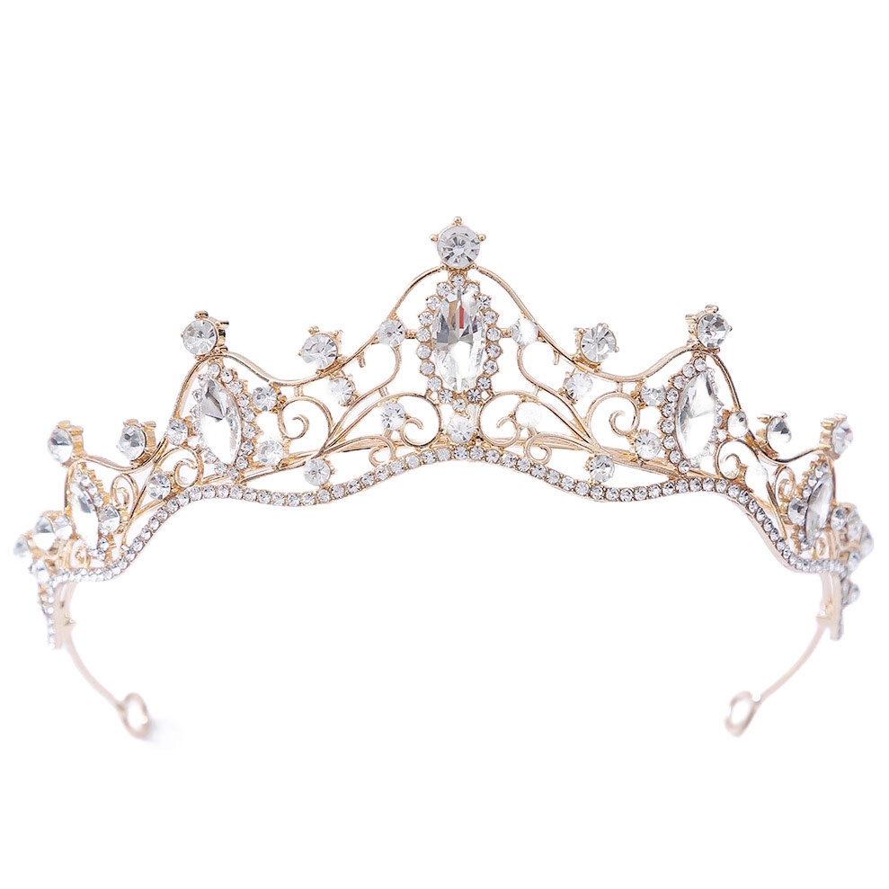 Image of DIADEM OZDOBA do włosów KORONA ŚLUBNA ZŁOTA Ślub Panieński