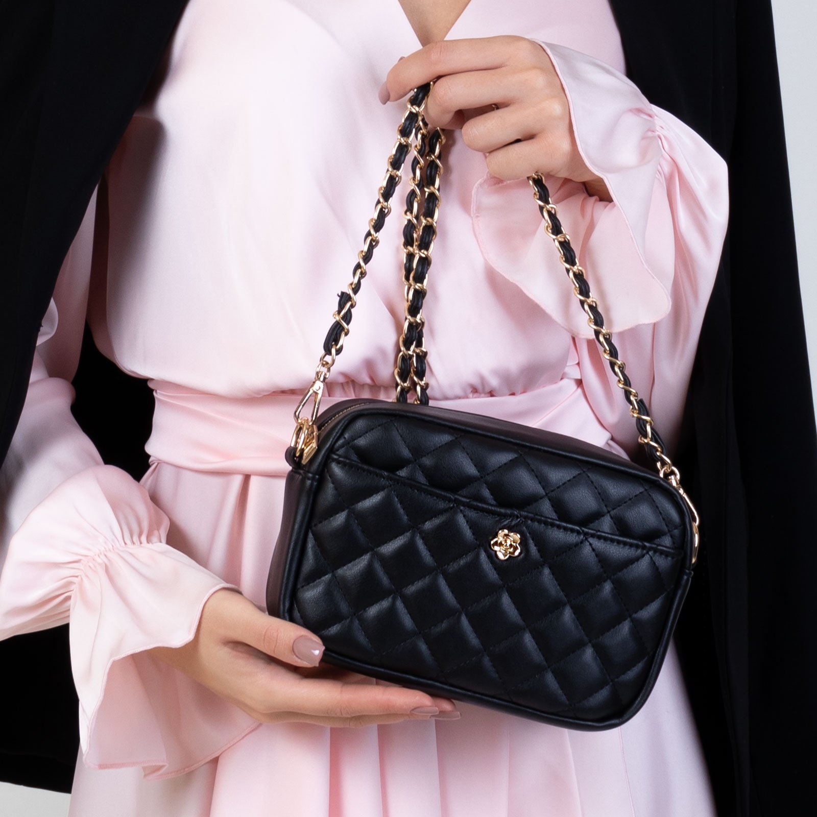 Image of Alessio TOREBKA Damska CROSSBODY PIKOWANA na ramię łańcuszek QUILTED