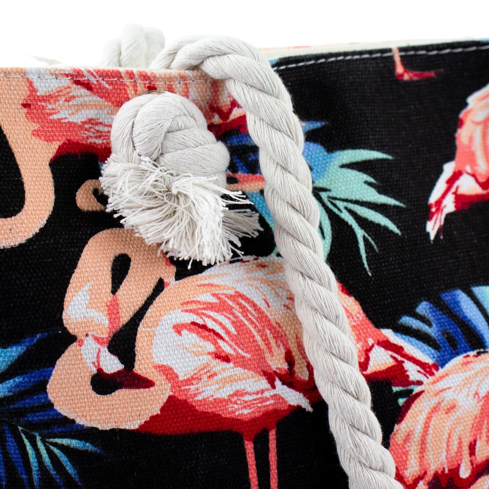 Image of TOREBKA DAMSKA na ramię TORBA duża BOHO PLAŻOWA shopper pojemna FLAMINGI