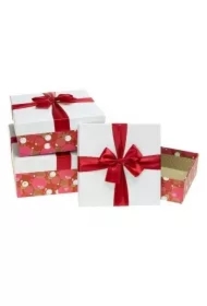 Pudełko prezentowe z kokardą 3 szt czerwony