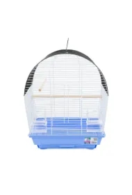 Klatka dla ptaków, zaokrąglona niebieska, drut kolor czarny i niebieski, wym. 36 x 28.8 x 46cm