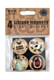Magnesy szklane z kolorowym nadrukiem 4 szt