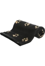 Koc dla psa Barney150 x 100cm czarny w beżowe łapki