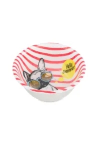 Miska, dla psa, ze stali nierdzewnej, emaliowana, wzór FRENCH BULDOG