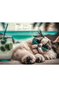 Mata na biurko z nadrukiem chillout cat