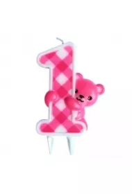 Świeczka urodzinowa 1 z misiem